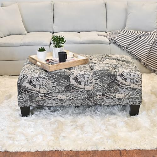 Turkish Charcoal Fabric Oversized Ottoman Q36477