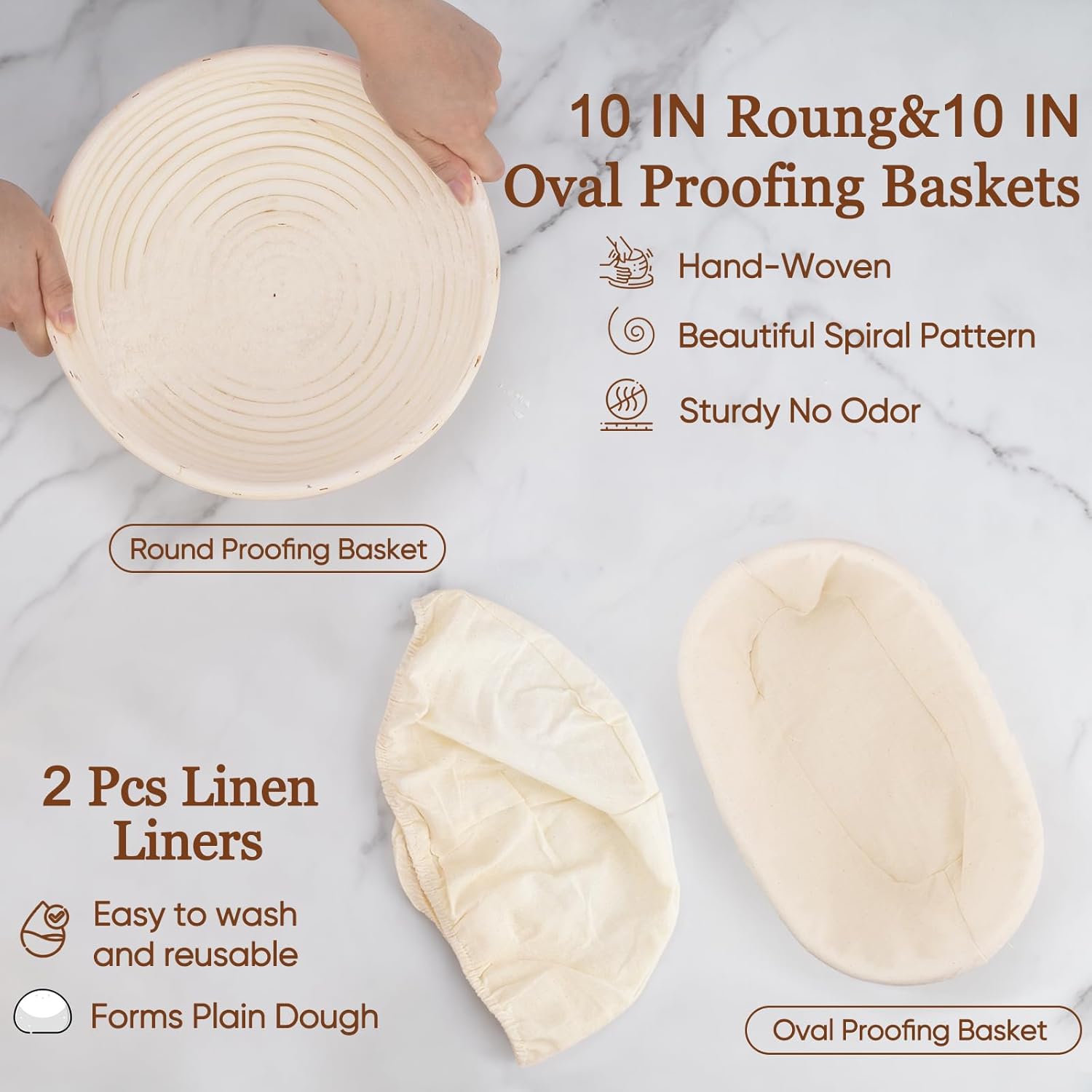 22 Pcs Sourdough Bread Baking Supplies with 10 inch Oval and Round Banneton Basket O756108