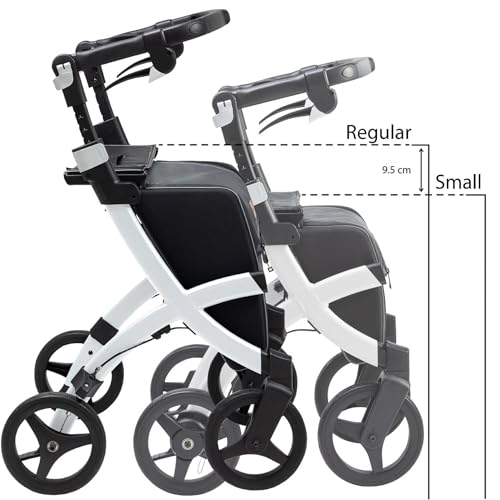 Upright Rollator Walker with seat, Lightweight Folding Walker with Large Shopping Bag R4744