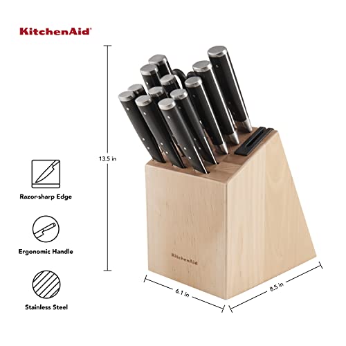 14-Piece High Carbon Stainless Steel Knife Block Set with Sharpener Z472