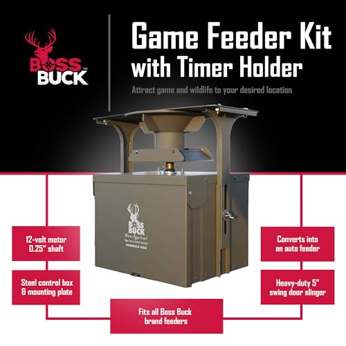 12 Volt High Torque Motor Automatic Hunting Game Feeder Conversion Kit with Timer Holder and Large Swing Door Slinger I8547