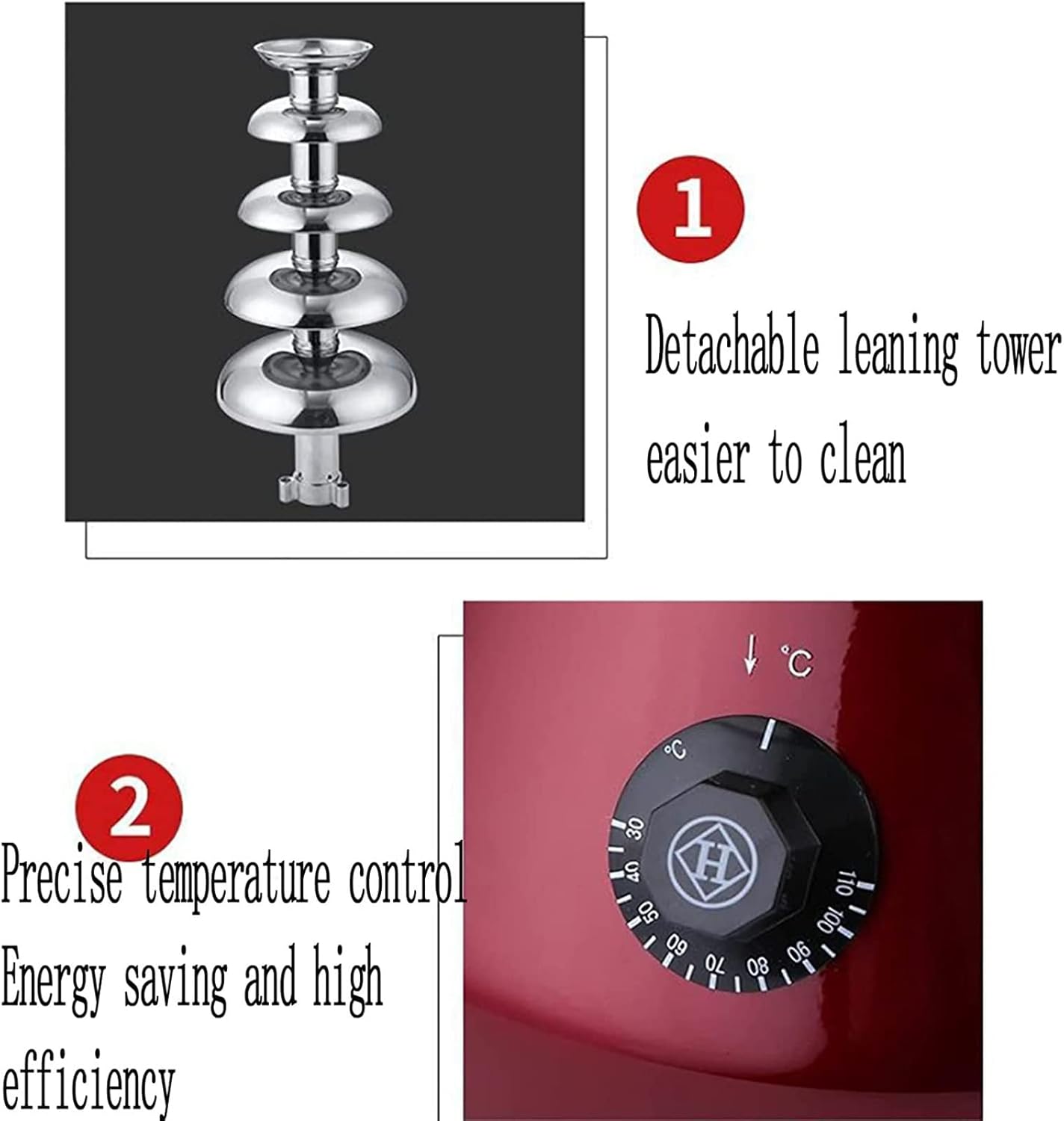 5 Tiers Stainless Steel Chocolate Fondue Fountain Machine X74760
