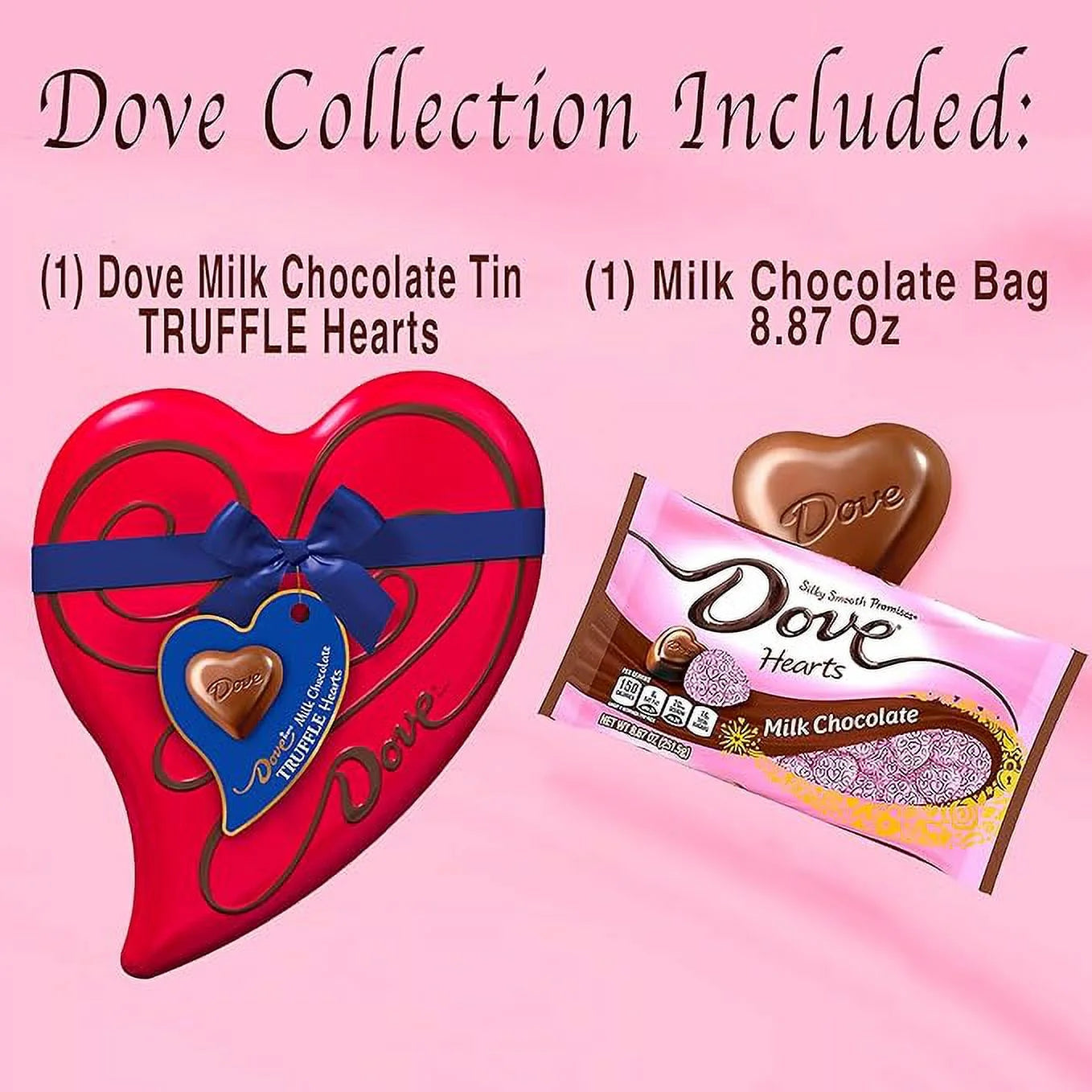 Milk Chocolate Candy Heart Tin and Milk Chocolate Bag U917673