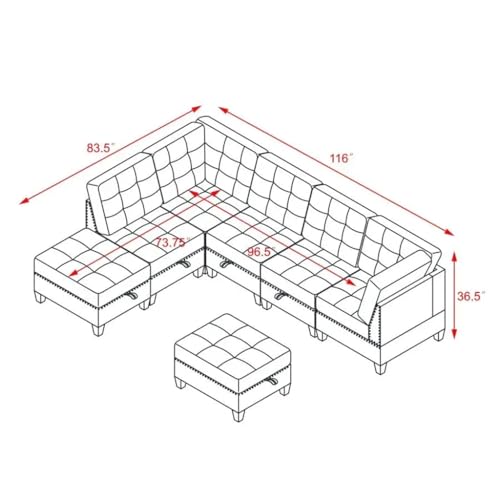 L Shape Chenille Modular Sectional Sofa O739150