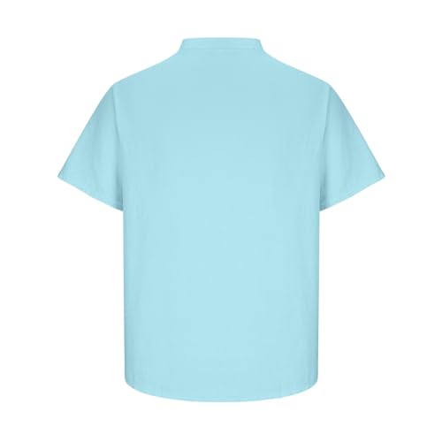 Cotton Linen Short Sleeve Henley Shirts U8572