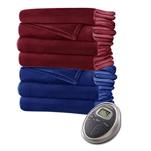 Queen Size Velvet Plush Heated Blanket with 2 Digital Controllers T39296