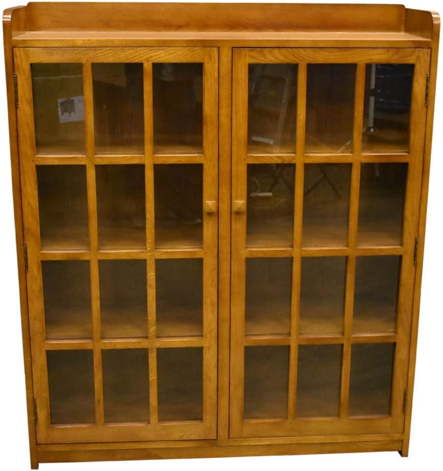 Mission Oak 2 Door Bookcase with Glass Doors T9479