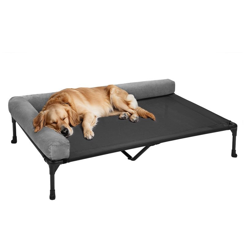 Black Elevated Dog Bed with Removable Bolster B934