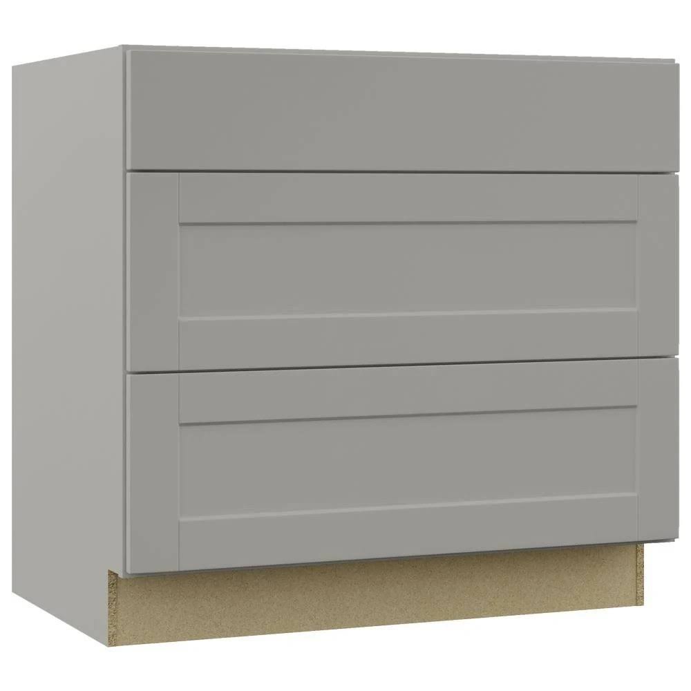 Dove Gray Shaker Pots and Pans Drawer Base Kitchen Cabinet (36 in. x 34.5 in. x 24 in.) T218704