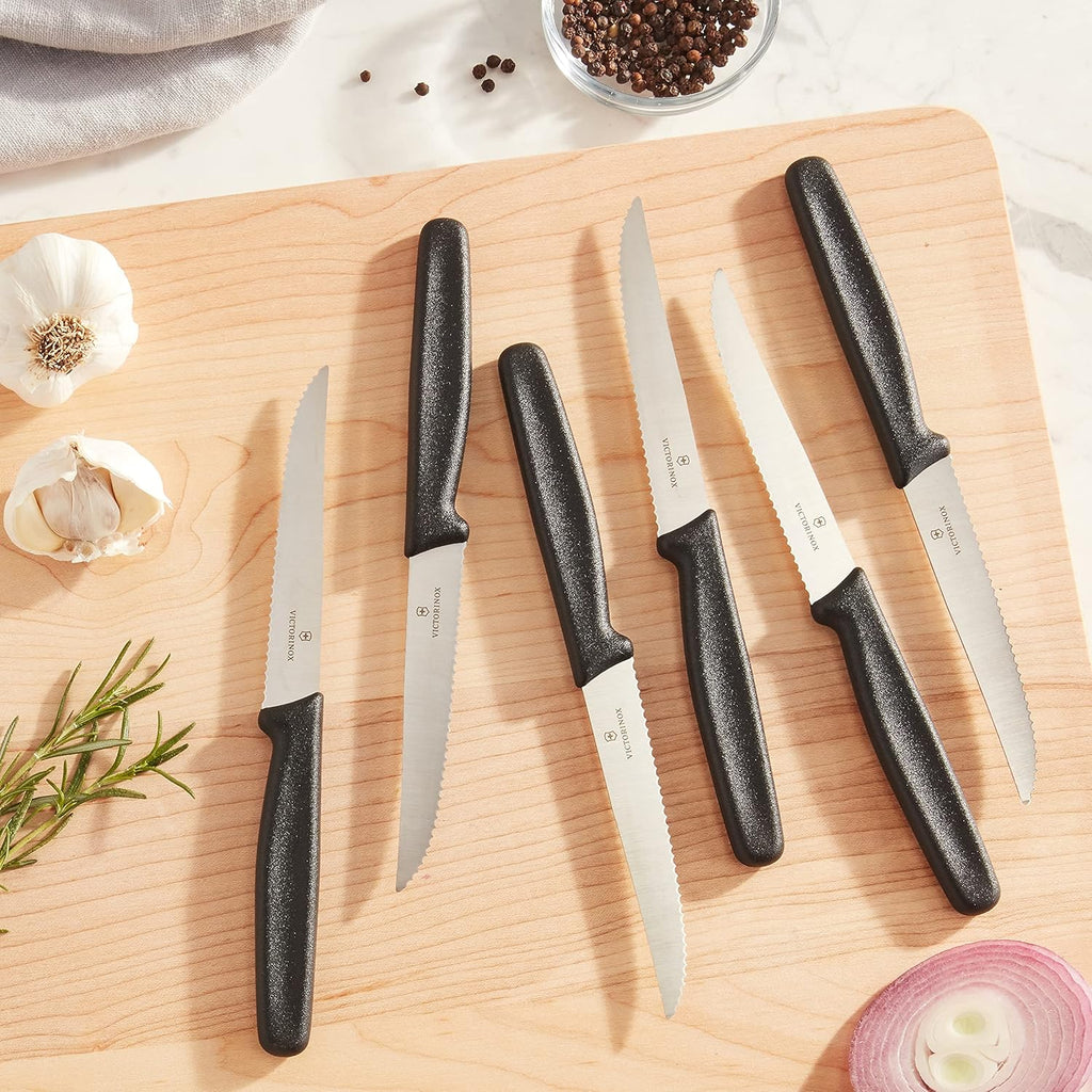 Black 4.5-Inch 6-Piece Serrated Steak Knife Set S725