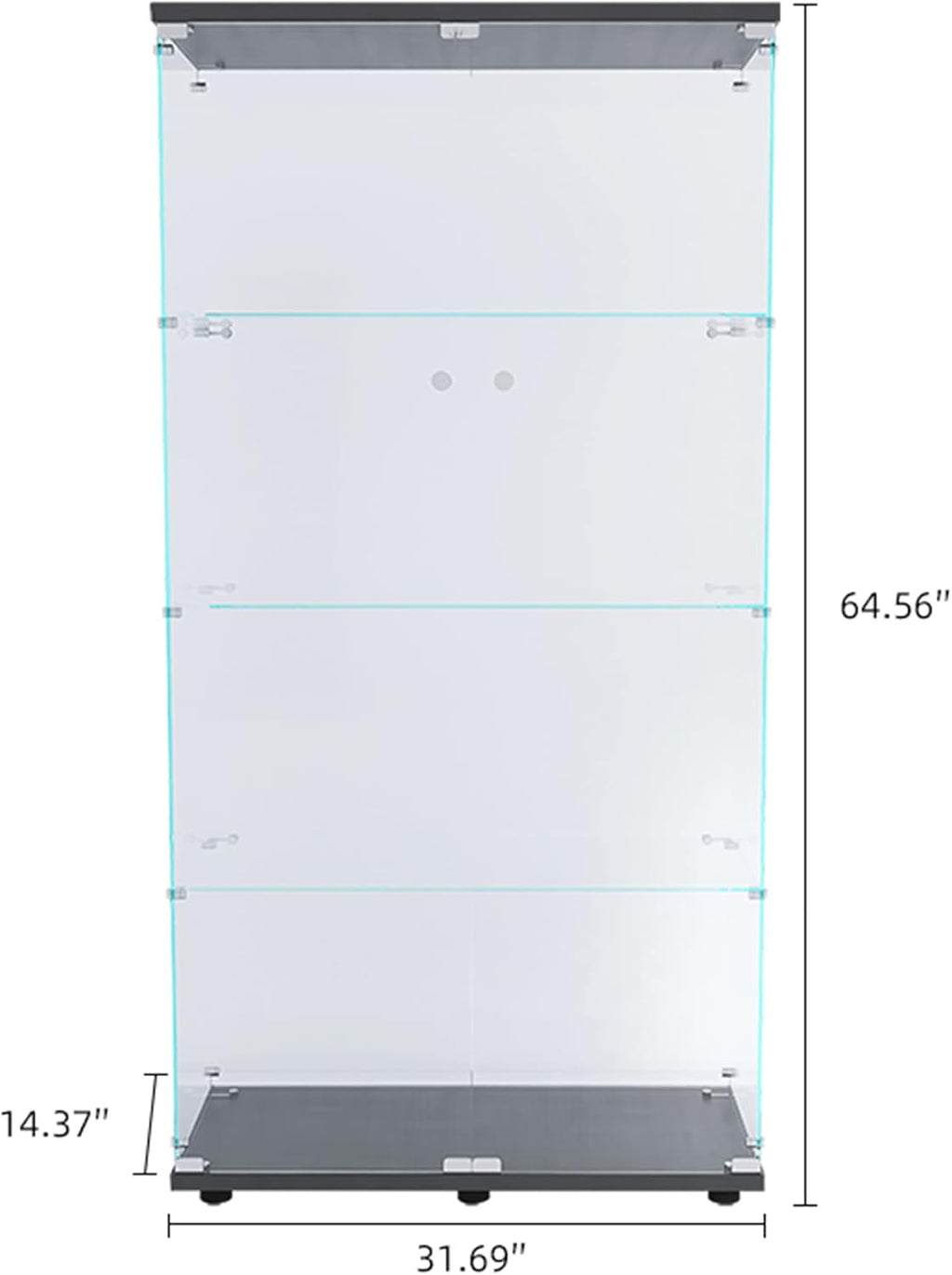Black Two Door Glass Display Cabinet with 4 Shelves T135