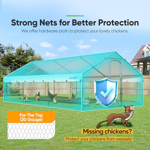 Large Metal Chicken Coop Run with Roosting Perch and Waterproof Roof Cover, 12x9x6.6FT Y487925