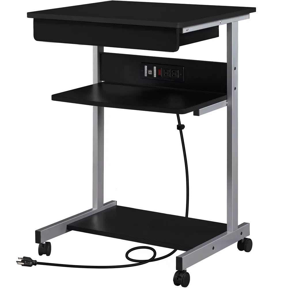 Black 31.5''H Laptop Computer Desk with Power Outlet A225