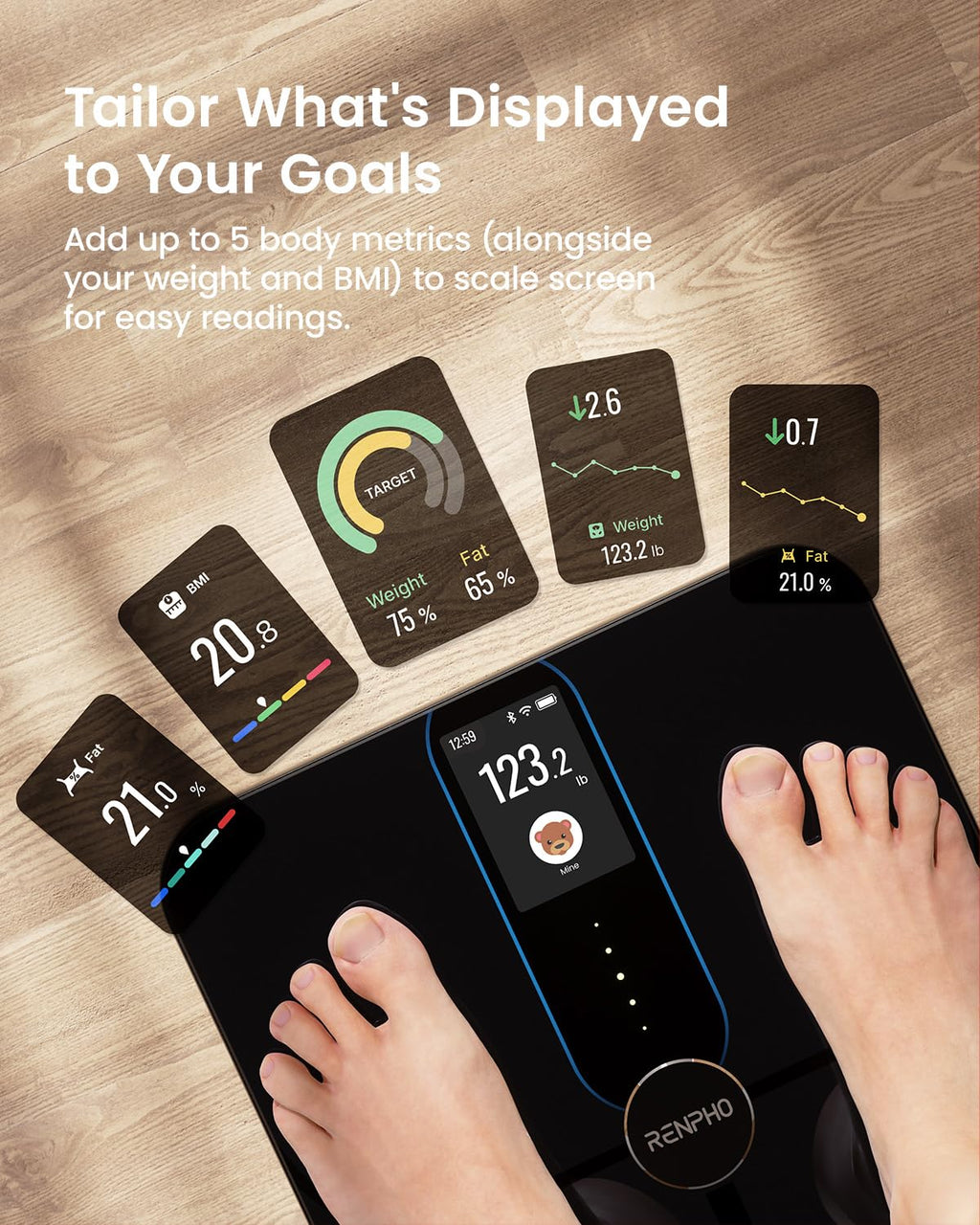 Smart Scale with TFT LCD, Wi-Fi, 18 Metrics O198427
