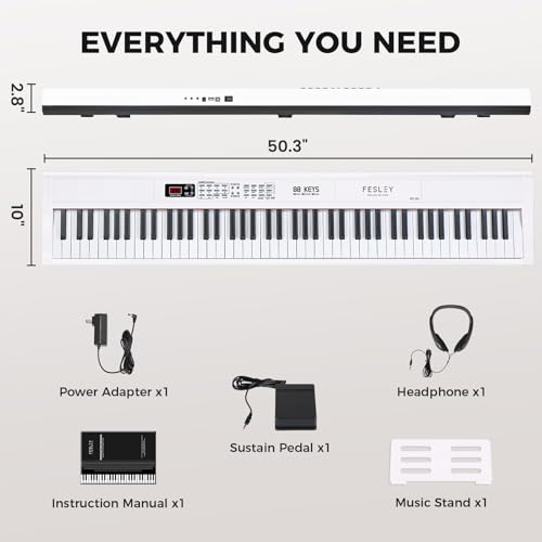 88 Key Full-Size Digital Piano Keyboard, Black G46970