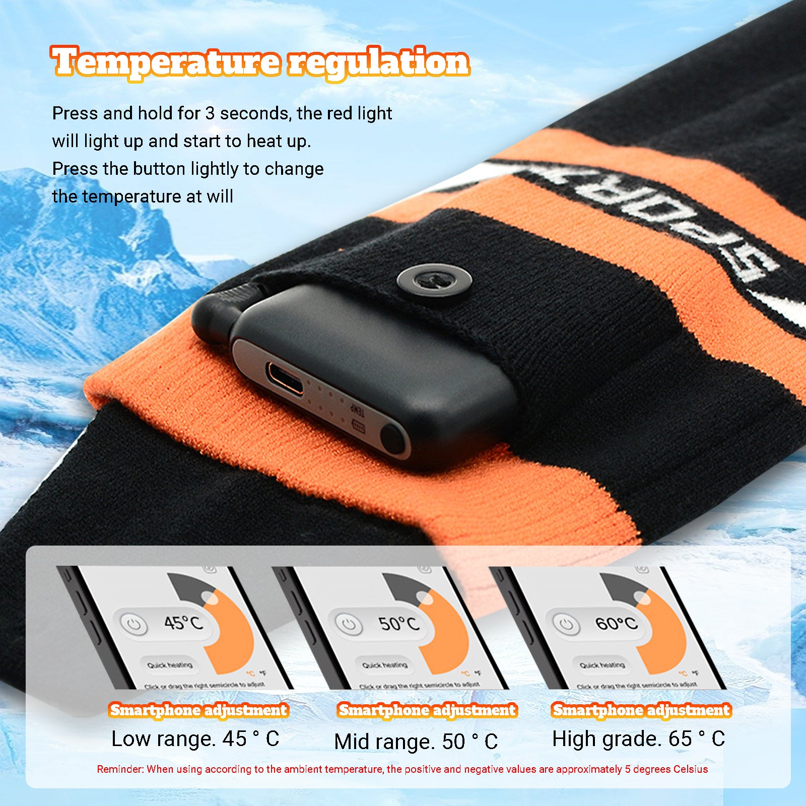 Black Rechargeable Electric Heated Socks Z613