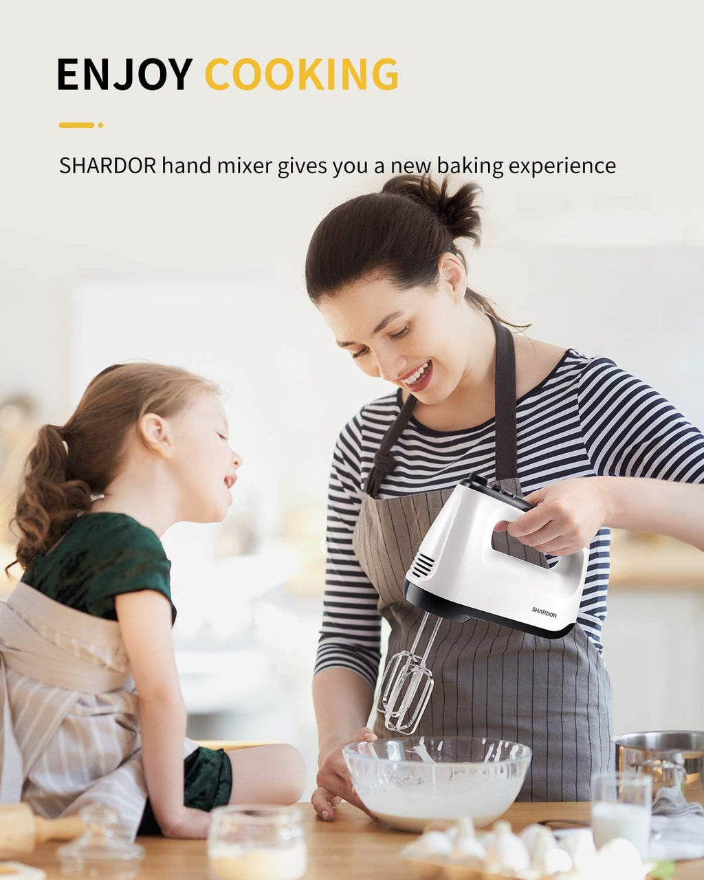 White 6 Speed Handheld Mixer with 5 Stainless Steel Accessories N311338