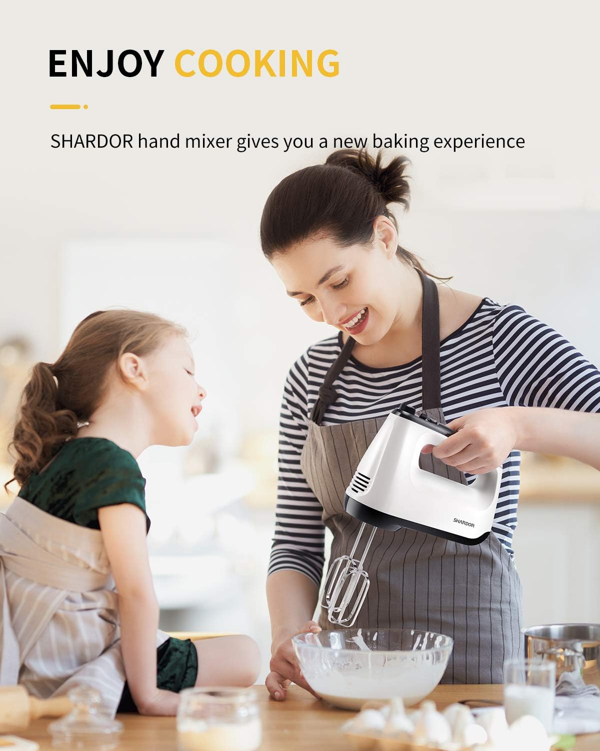 White 6 Speed Handheld Mixer with 5 Stainless Steel Accessories N311338