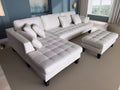 3pc Cream Microfiber Sectional Sofa Chaise Ottoman W1823