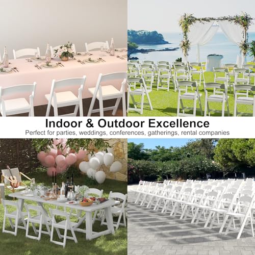 4 Pack White Folding Chairs with Cushion V531885