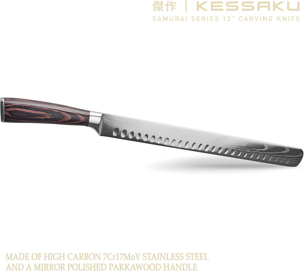 12-Inch Carving Slicing Knife & 6-Inch Meat Fork Set Forged High Carbon Stainless Steel with Blade Guard N107014