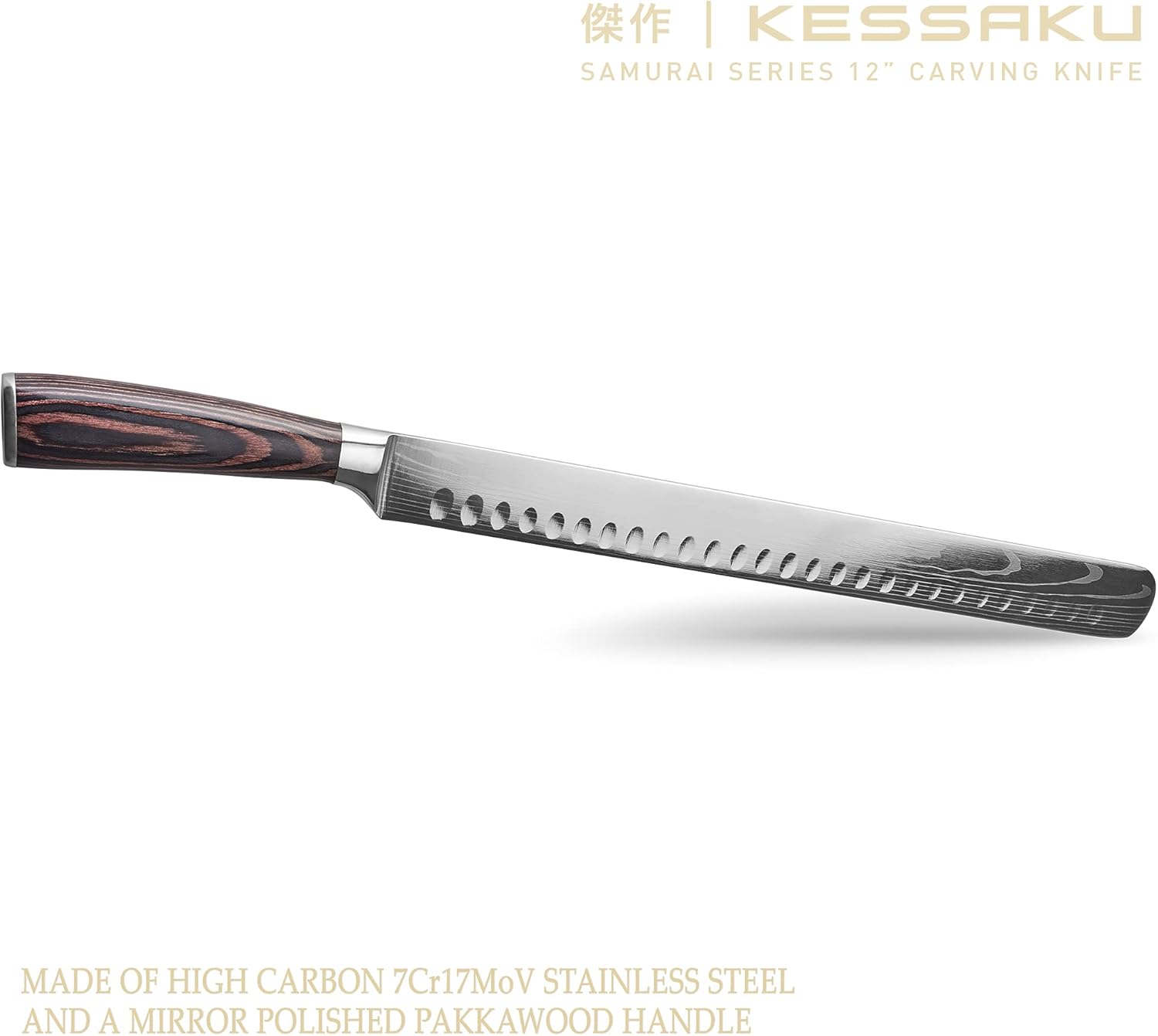 12-Inch Carving Slicing Knife & 6-Inch Meat Fork Set Forged High Carbon Stainless Steel with Blade Guard N107014