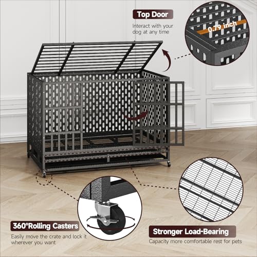 Heavy Duty Steel Dog Crate with Wheels and Removable Tray C327