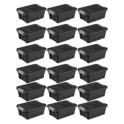 Black 6-Pack Plastic Stacker Tote Storage Bin D7636