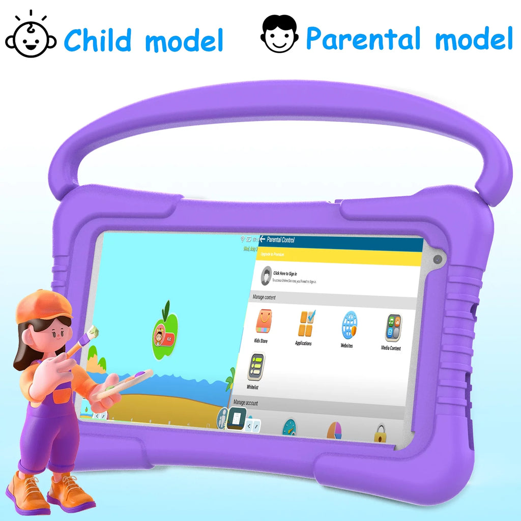 Purple 7 inch Android 11 Tablet with Silicone Case I258090