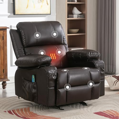 Brown Heated Massage Rocker Recliner Chair with Footrest Z99970