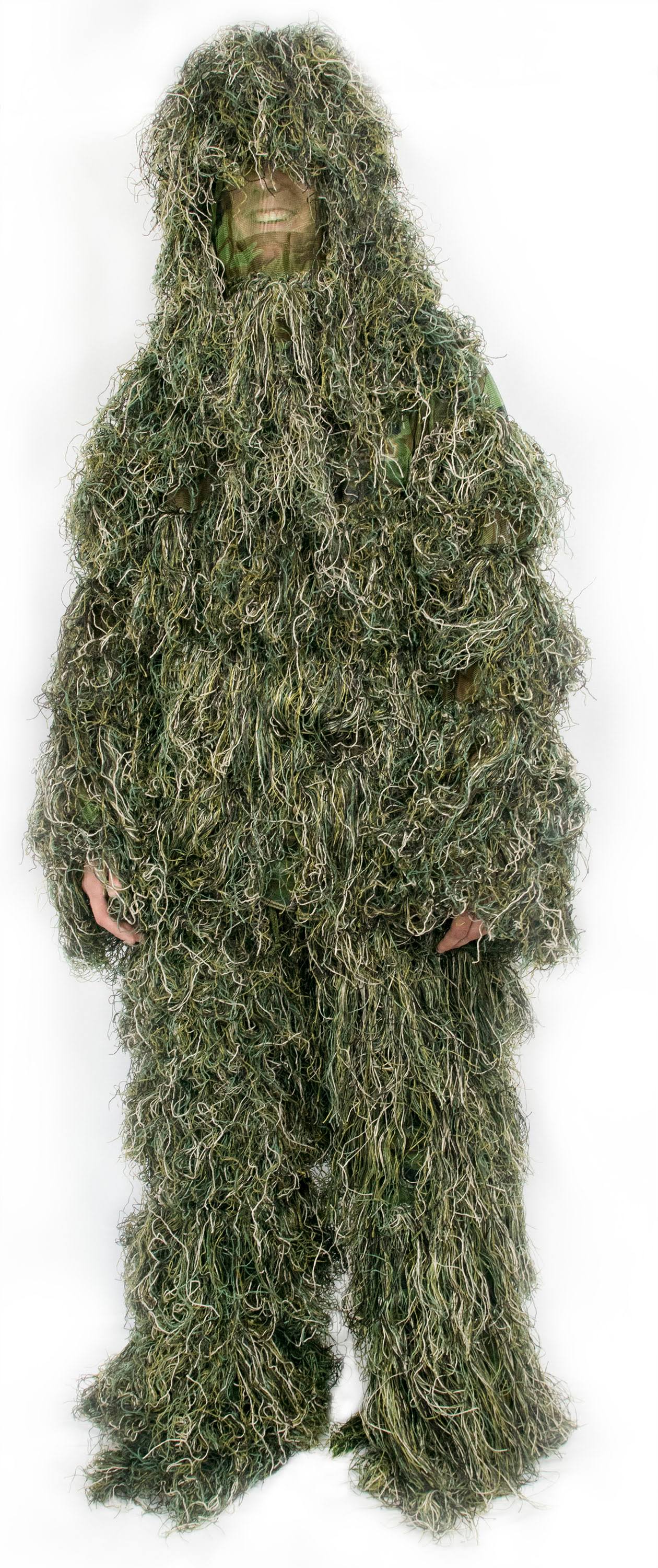 XL/XXL Camo Woodland Camouflage Forest Hunting 4-Piece Ghillie Suit with Bag A5871