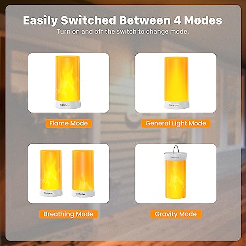 LED Flame Lights, 4-Mode Rechargeable Battery Operated Flameless Candles, Waterproof Pillar Flickering Lanterns N59473