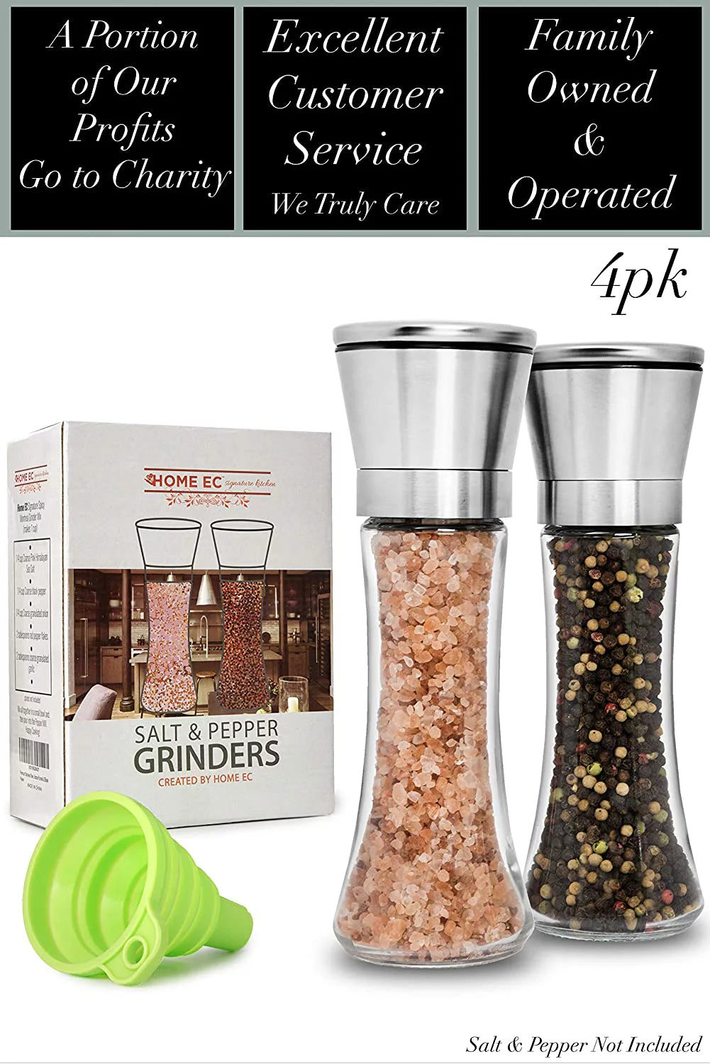 Stainless Steel Salt and Pepper Grinder Set, 4pk M917