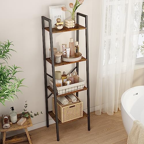 5-Tier Narrow Ladder Bookshelf, Metal Frame, Greige D620