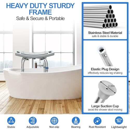 Heavy Duty Stainless Steel Shower Chair Seat with Grab Bar Z160