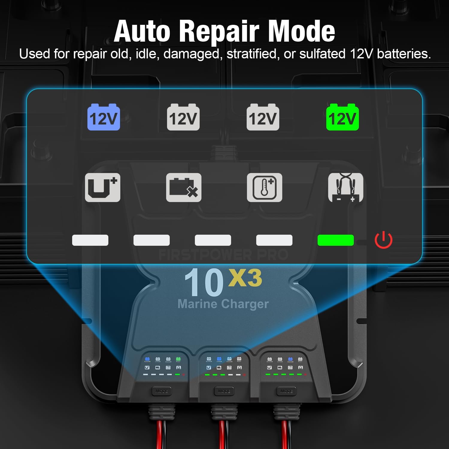 30A 12V Waterproof Onboard Battery Charger for SLA/AGM, Lithium, Calcium & Deep-Cycle Battery U33984