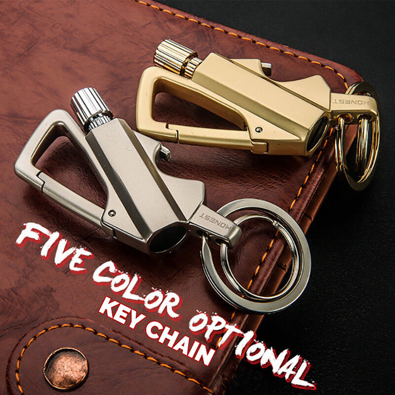 Metal Carabiner Bottle Opener Keychain Flint Fire Starter C806588