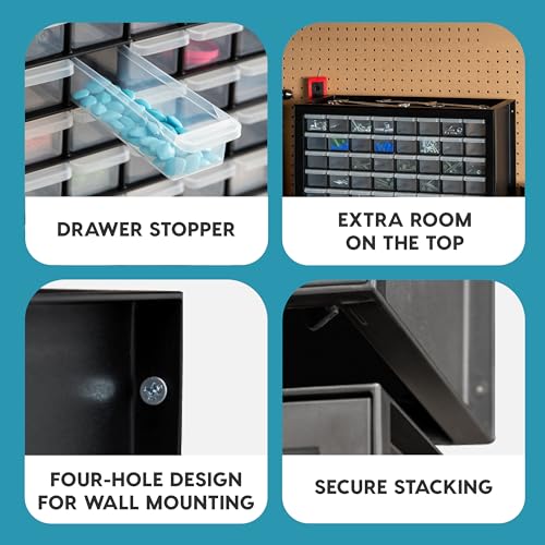 64 Drawer Plastic Parts Cabinet - Black N802500