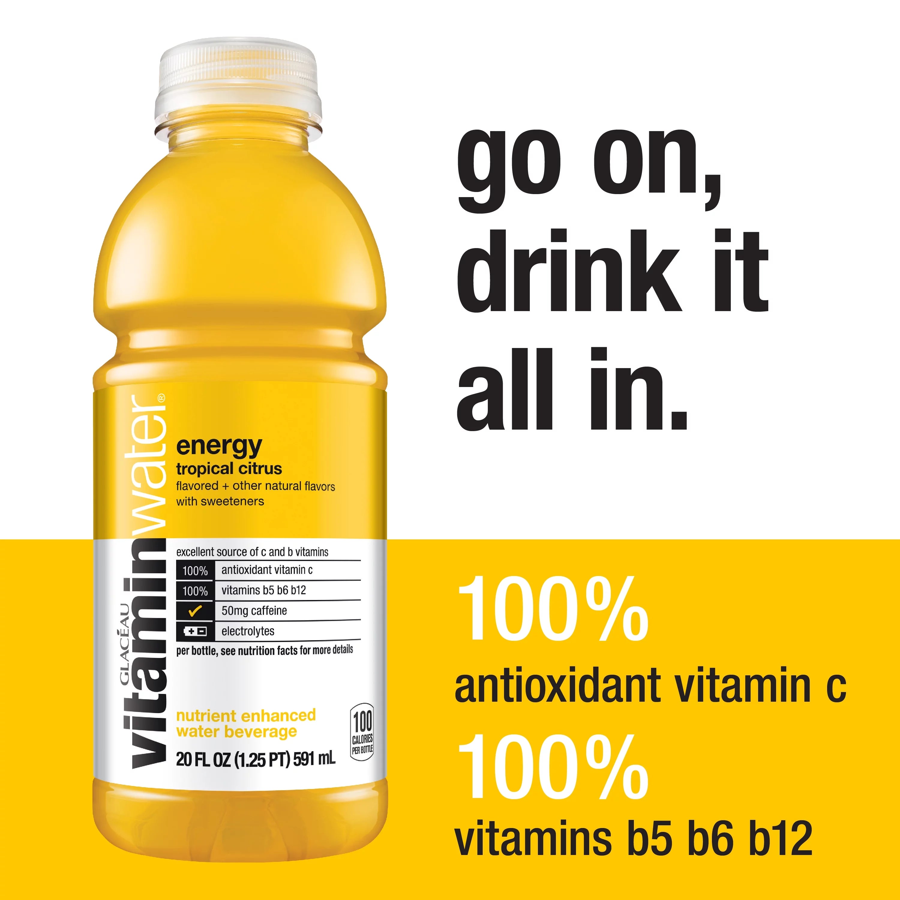 Tropical Citrus Vitaminwater, 20 Fl Oz, 12 Count Bottles L2189