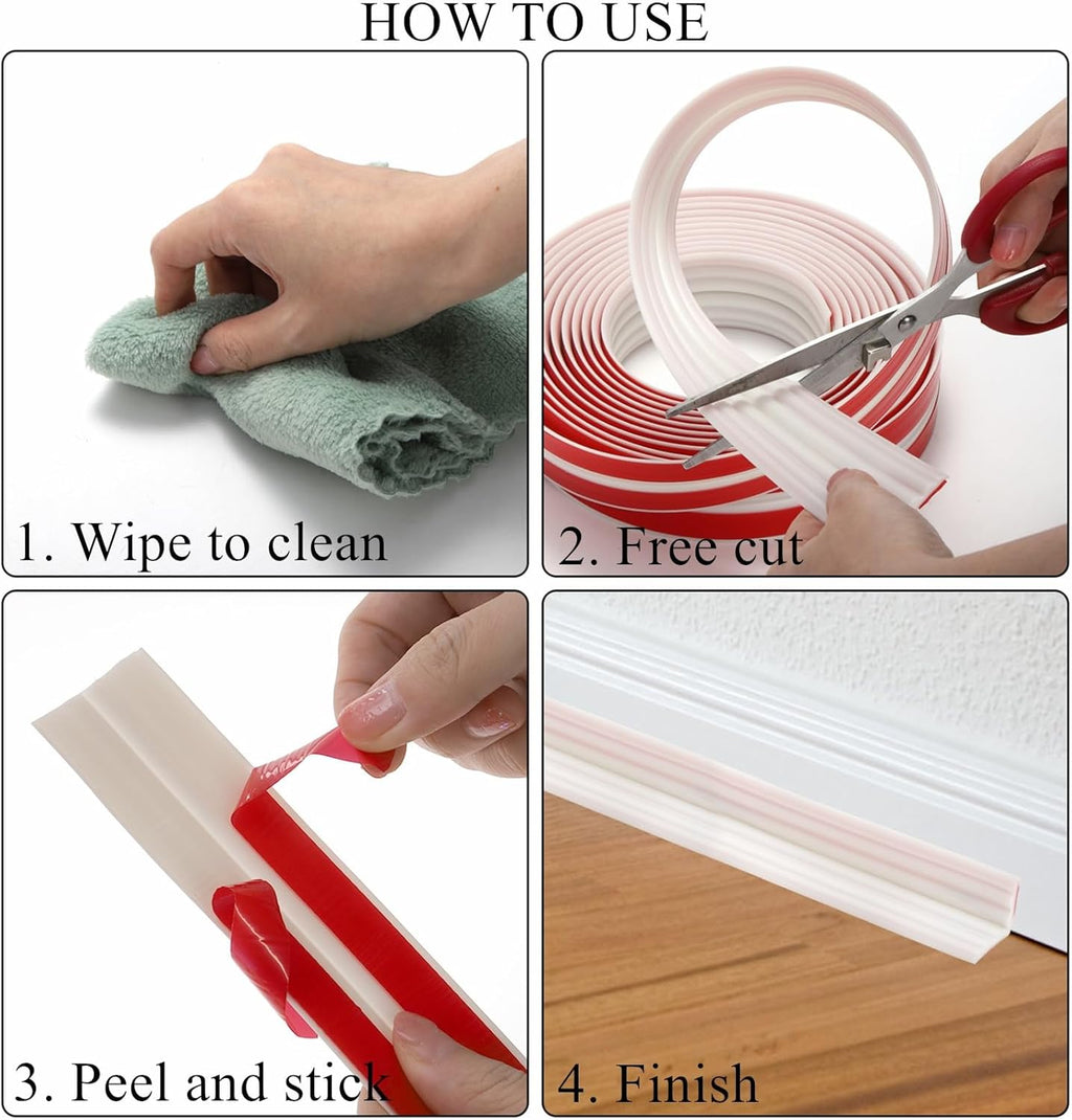 Creamy White 16.4 Ft x 1.5 In Self-Adhesive Wall Molding Trim R891
