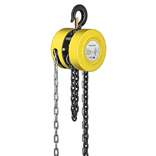 Black Hand Chain Hoist 1 Ton 2200 Lbs Capacity 10 Feet with 2 Heavy Duty Hooks K62356