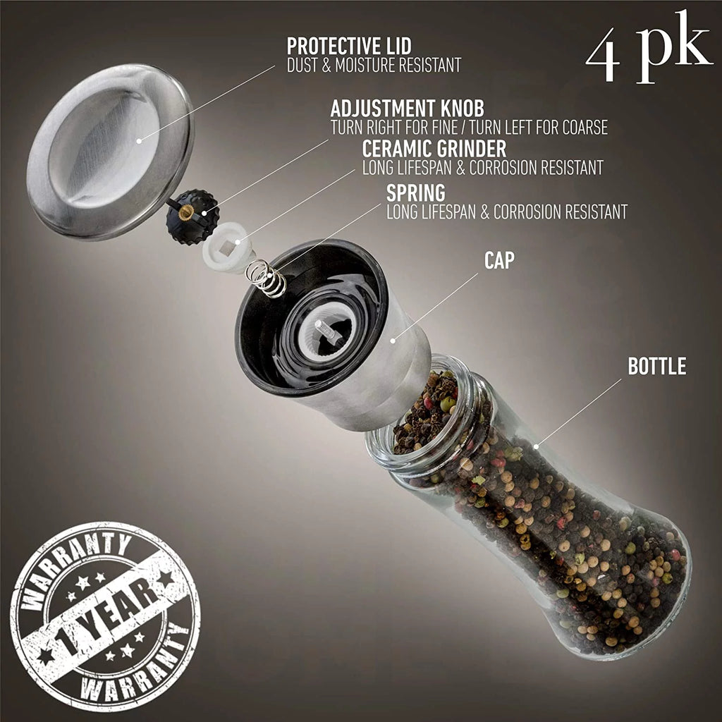 Stainless Steel Salt and Pepper Grinder Set, 4pk M917