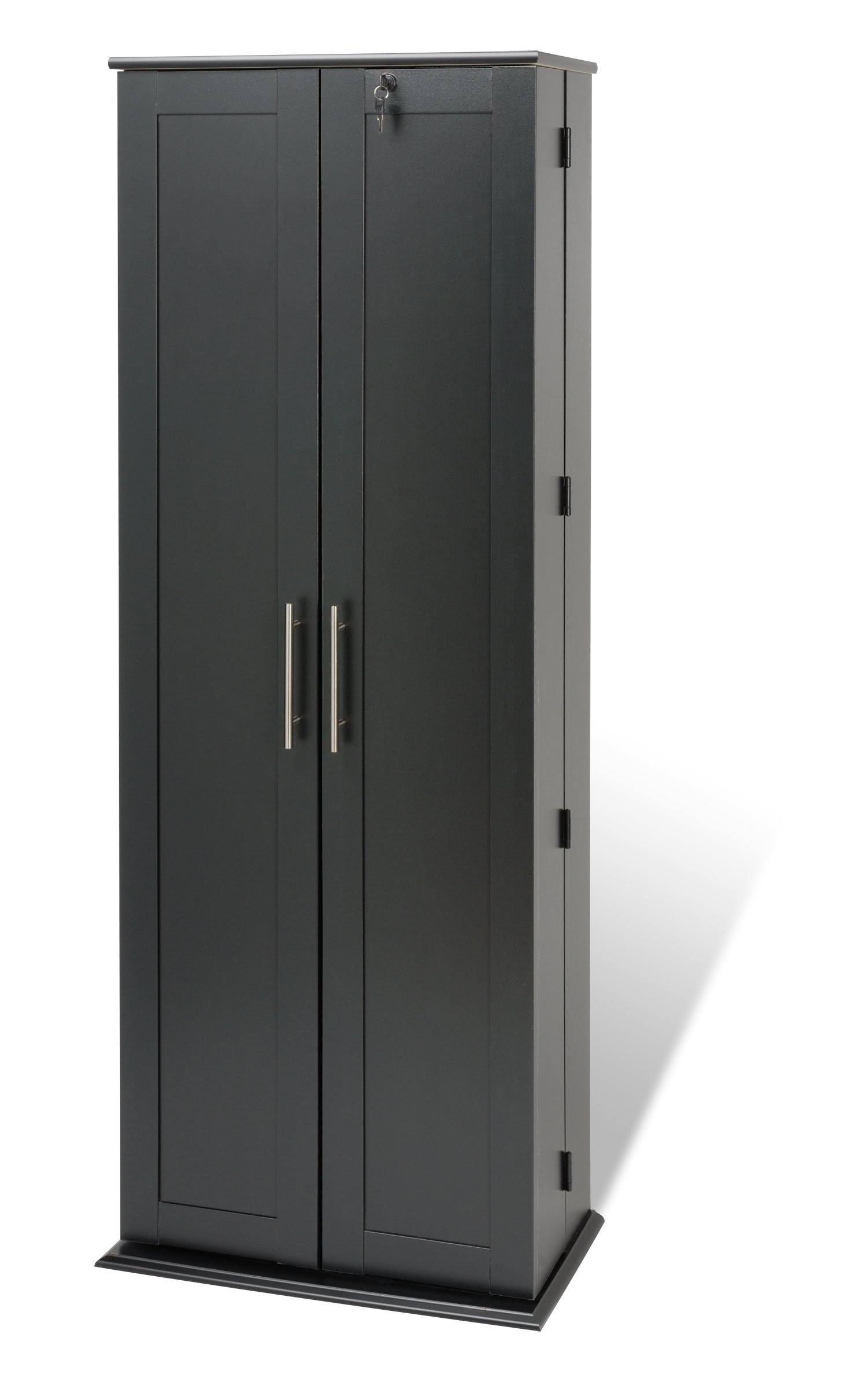 Black Locking Media Storage Cabinet with Shaker Doors S2434