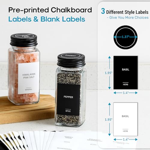14 Pcs Glass Spice Jars with Shaker Lids and Airtight Metal Caps I201