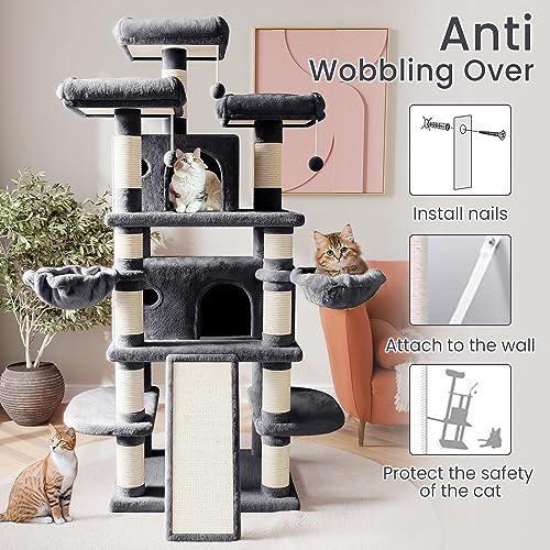Beige Multi-Level Cat Tree with Condo D546459