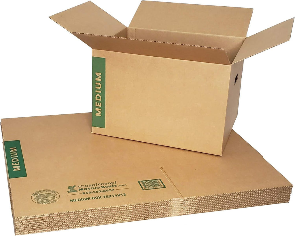 Medium Moving Boxes with Handles Pack of 10 – 18"x14"x12" K598631