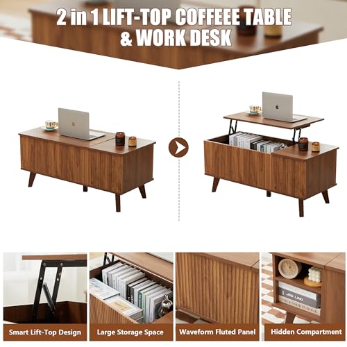 Walnut Wood Coffee Table with Storage Shelf F3329