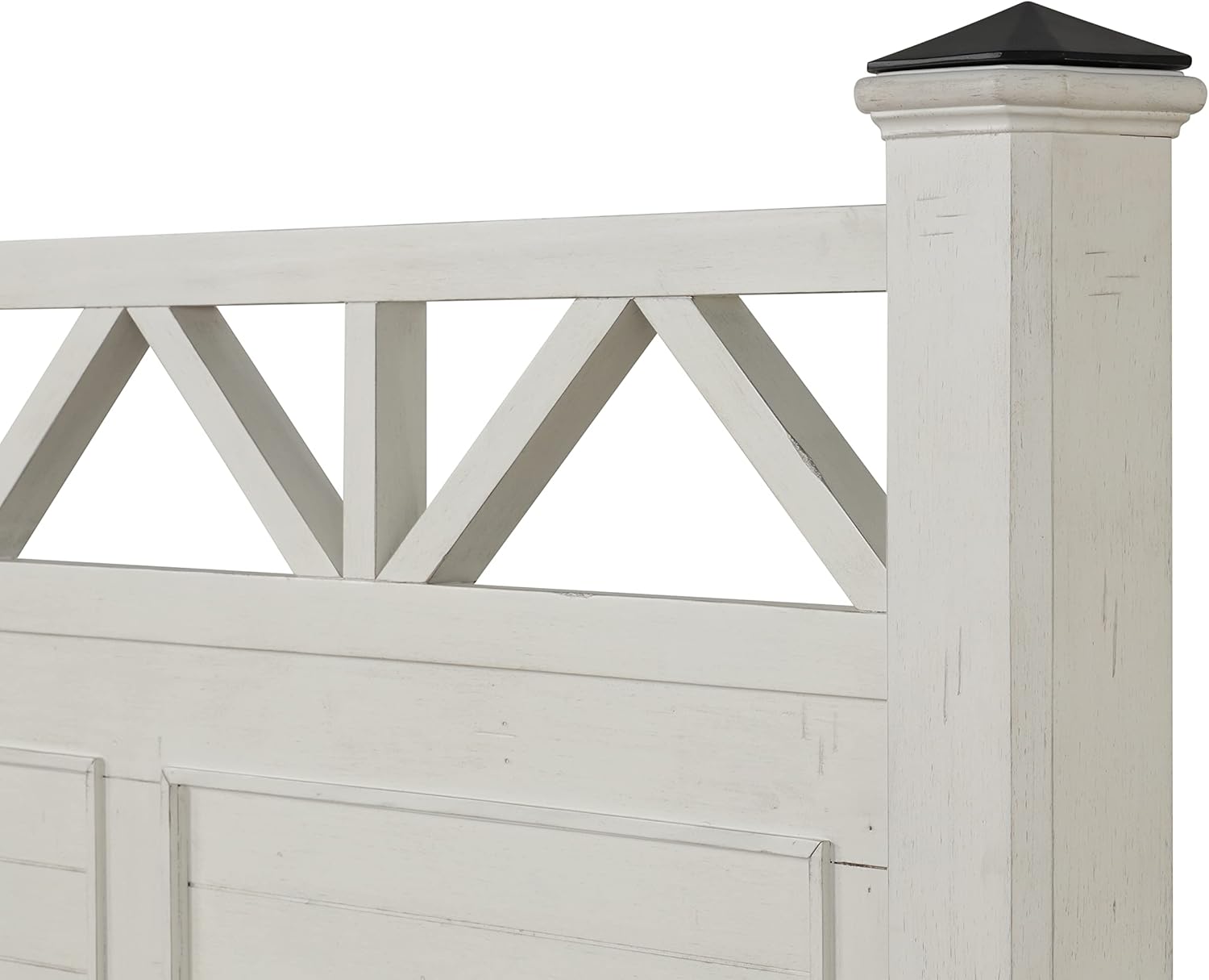 Antique White Queen Wood Panel Bed with Dresser, Mirror and Nightstand K3819