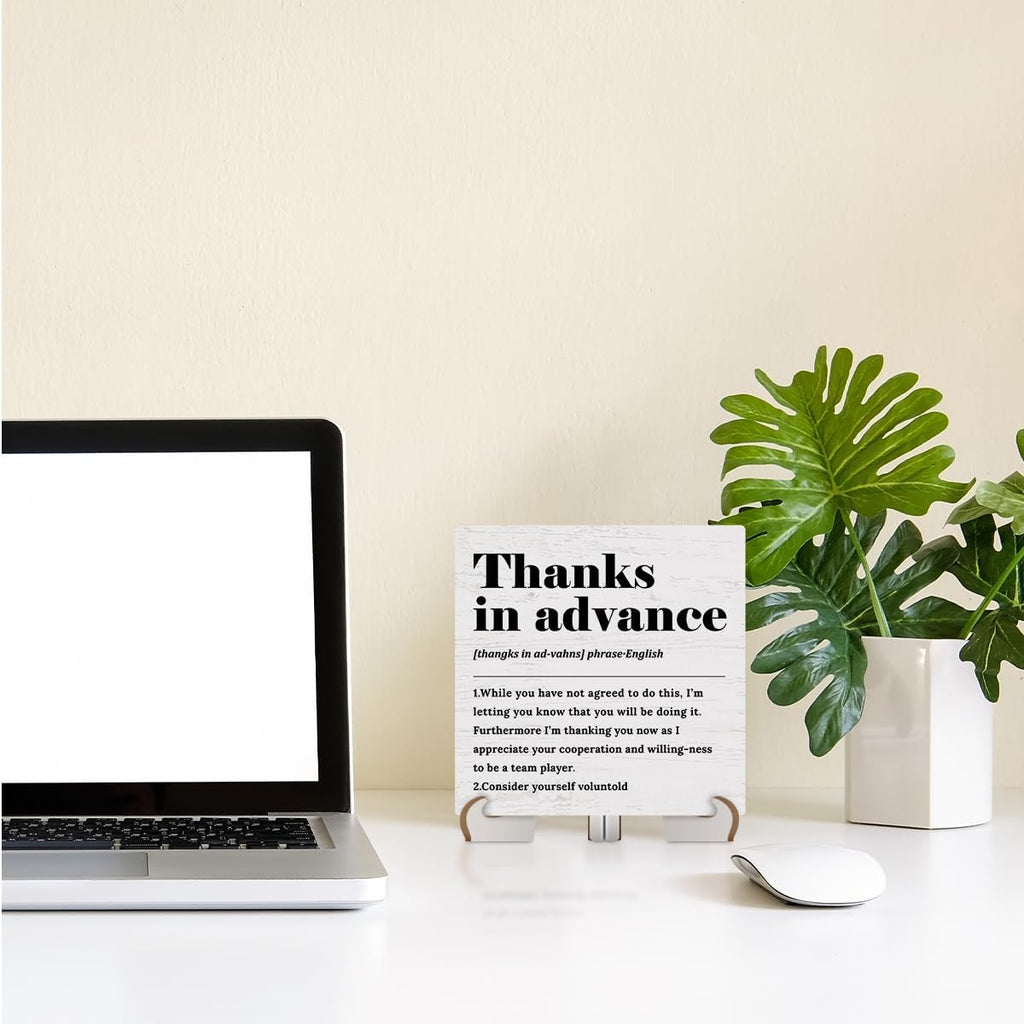 Wood Sign Desk Decor with Wooden Stand Y783657