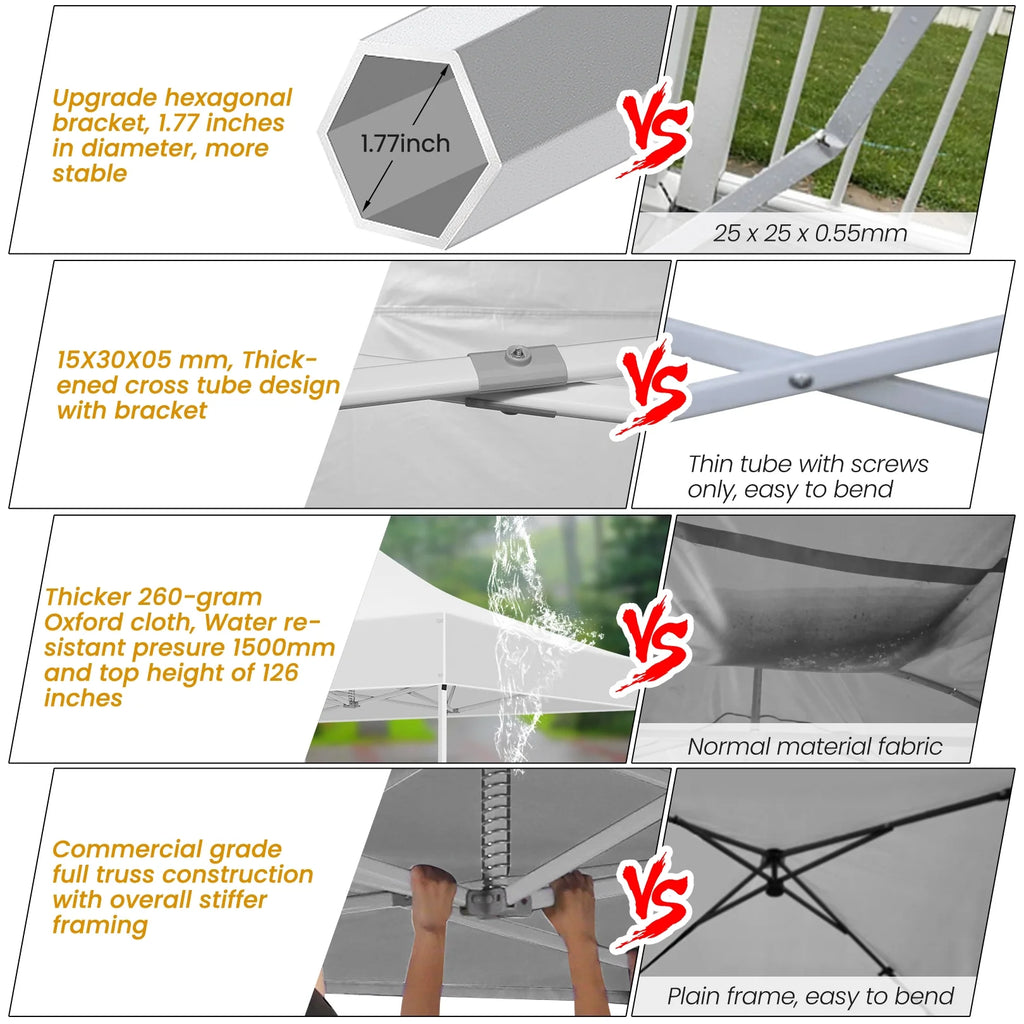 White 10'x20' Waterproof Pop Up Canopy Tent B1734